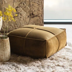 BePureHome Gele Fluwelen Poef