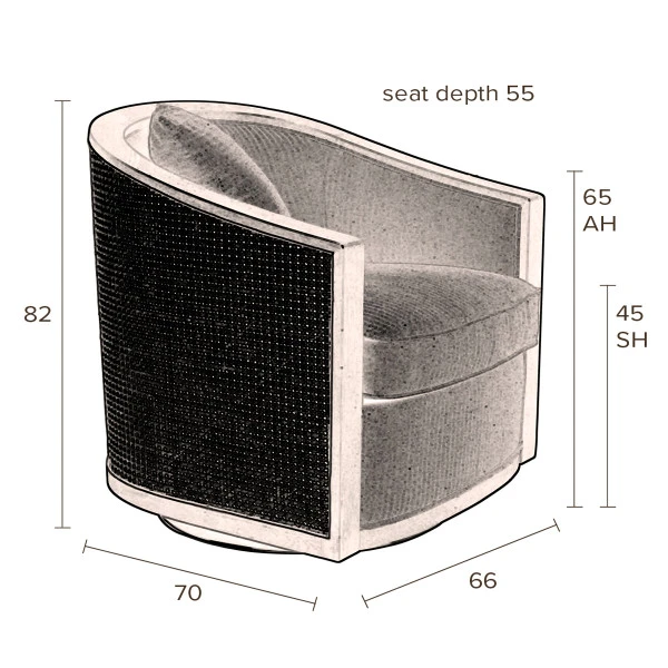 Draaibare Fauteuil Rotan Webbing - Afbeelding 10