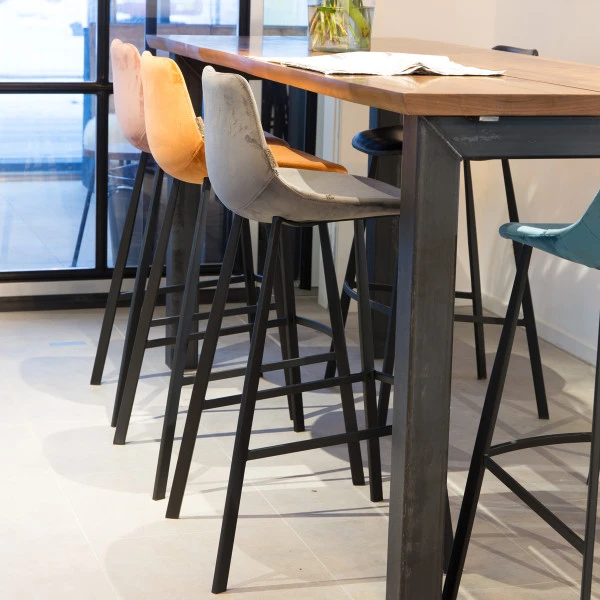 Hoge Fluwelen Barstoel - Afbeelding 4