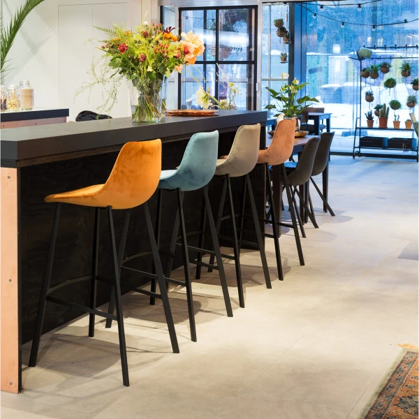 Hoge Fluwelen Barstoel - Afbeelding 5