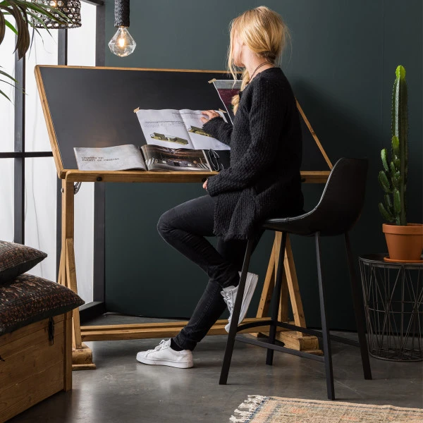 Hoge Leren Barstoel - Afbeelding 9