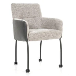 Boucle Eetkamerstoel Op Wieltjes