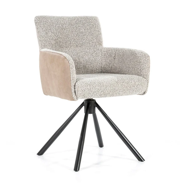 Draaibare Eetkamerstoel Beige Boucle - Afbeelding 3