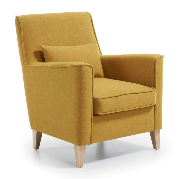 Moderne Fauteuil Met Houten Poten - Afbeelding 2