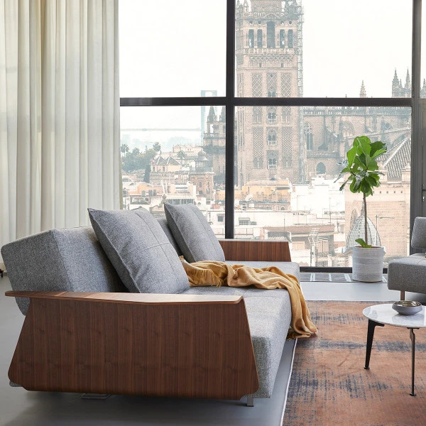 Verrijdbare Slaapbank Met Walnoot Arm - Afbeelding 2