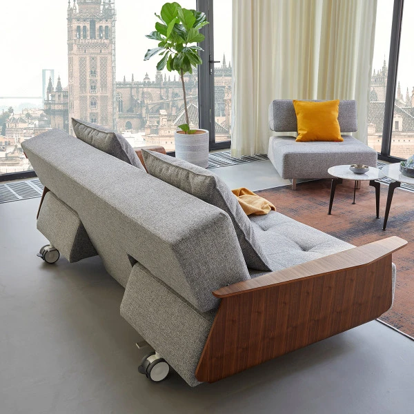 Verrijdbare Slaapbank Met Walnoot Arm - Afbeelding 3