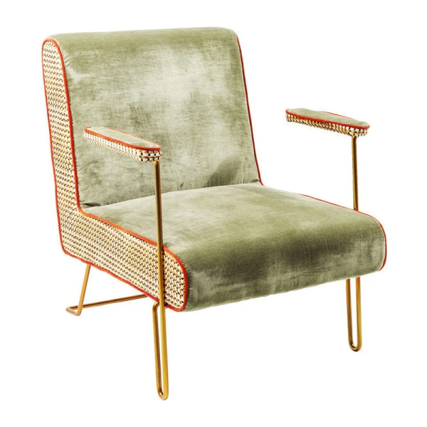 Design Fauteuil Messing Vintage Velvet