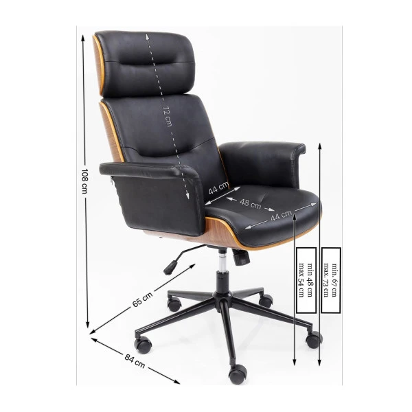 Leren Bureaustoel Walnoot - Afbeelding 9