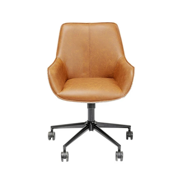 Bureaustoel Cognac En Stof - Afbeelding 2