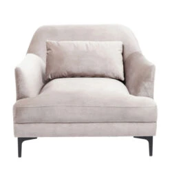 Grote Fauteuil Lichtgrijs Fluweel