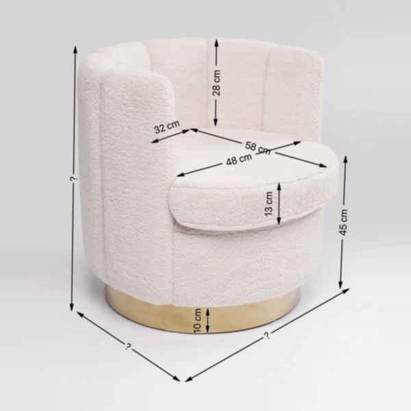 Ronde Teddy Fauteuil Wit - Afbeelding 10