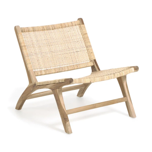 Teak Fauteuil Met Rotan