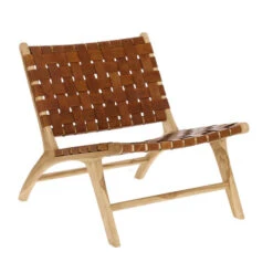Houten Fauteuil Met Leer
