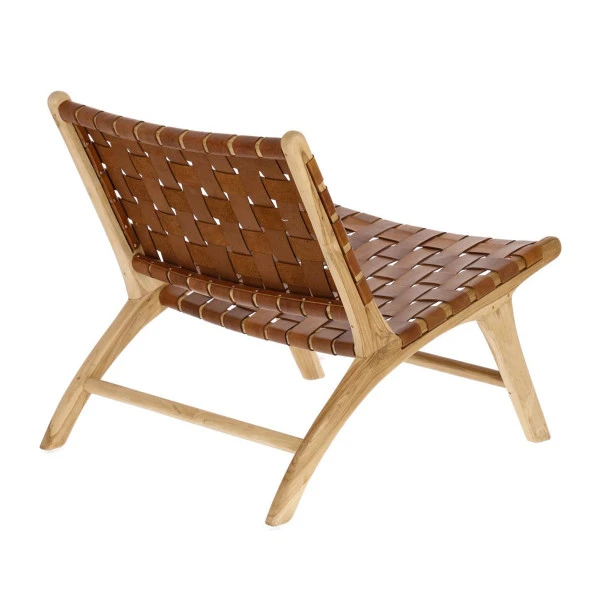 Houten Fauteuil Met Leer - Afbeelding 6