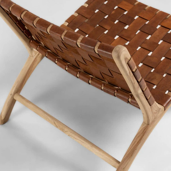 Houten Fauteuil Met Leer - Afbeelding 10