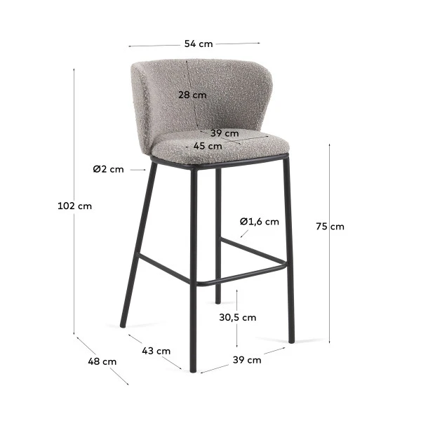 Boucle Barkruk Met Ronde Rug - Afbeelding 2