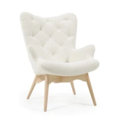 Oorfauteuil Wit Boucle