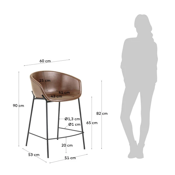 Moderne Barkruk Bruin Leer - Afbeelding 2