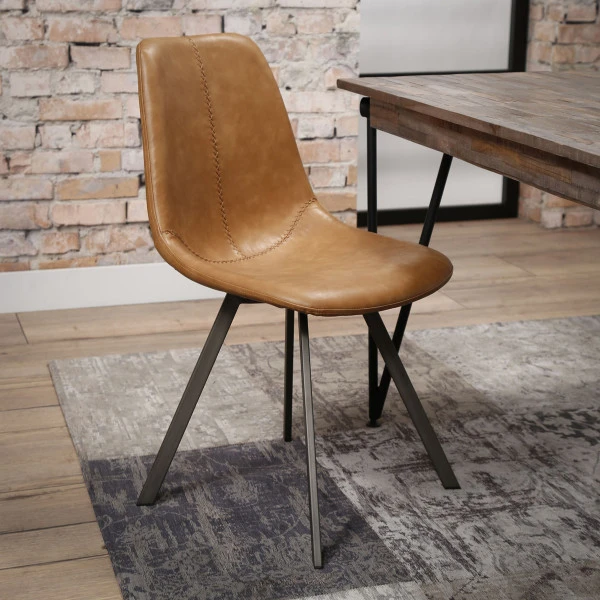 Industriele Eetkamerstoel Kunstleer - Afbeelding 2