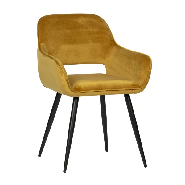 WOOOD Velvet Eetkamerstoel Met Armleuningen (set Van 2) - Afbeelding 2