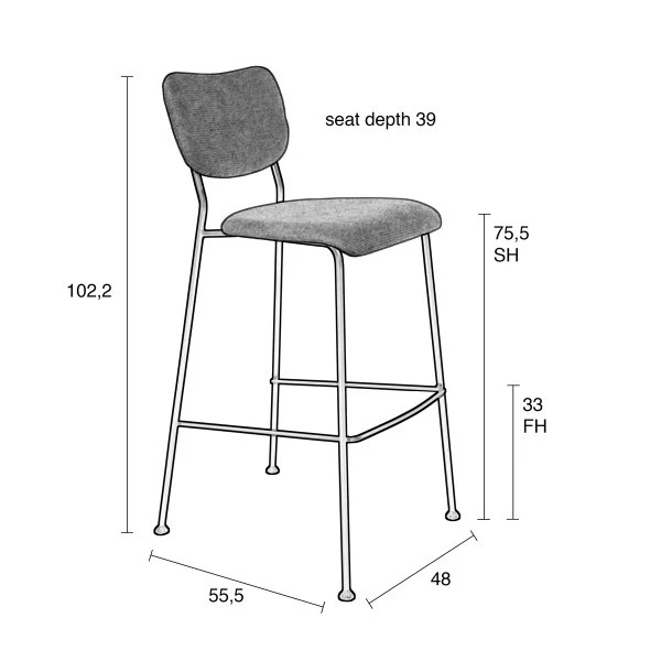Zuiver Hoge Barkruk Stof - Afbeelding 4