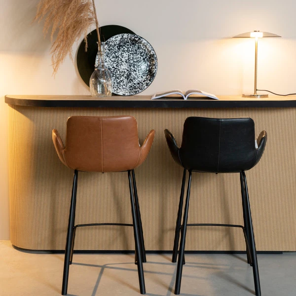 Zuiver Leren Barstoel Met Armleuningen - Afbeelding 3