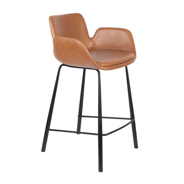 Zuiver Leren Barstoel Met Armleuningen - Afbeelding 2